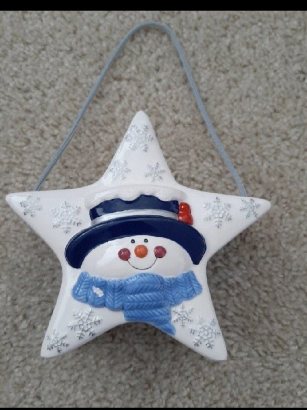 Houston Harvest Ceramic Snowman Star Planter Candy Dish Gift Container Vintage